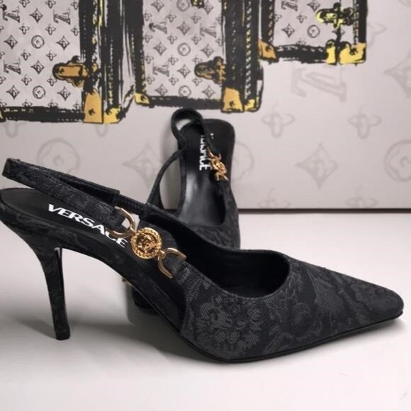 New Authentic Versace Barocco Pumps in black and grey jacquard - Picture 4 of 9